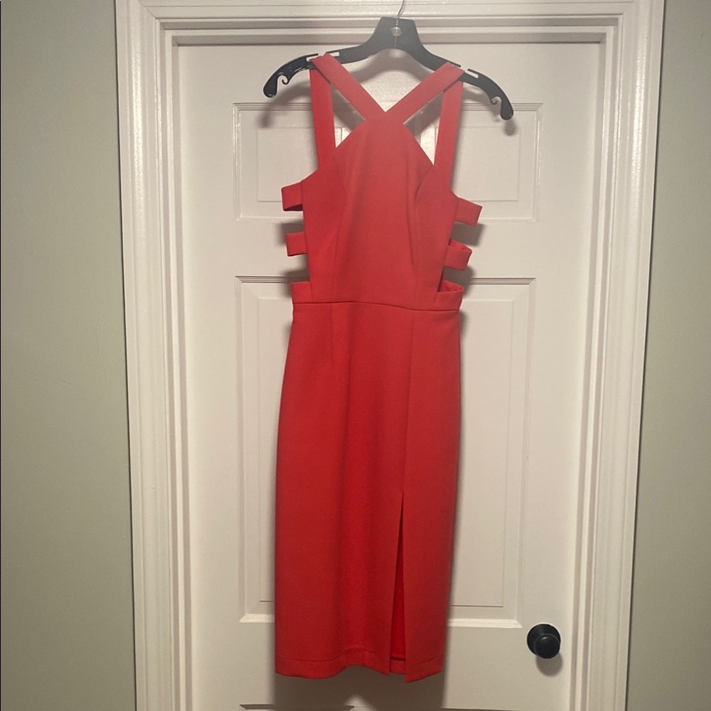 BCBGMaxAzria Strappy Red Midi Dress